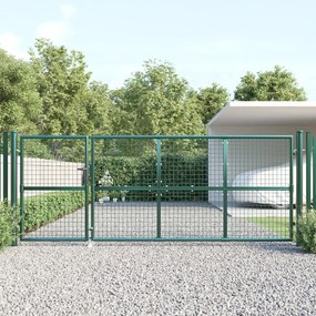 Záhradná brána so sieťoviny zelená 350x175 cm pozinkovaná oceľ 154534