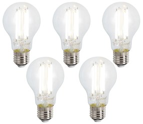 Sada 5 inteligentných stmievateľných LED žiaroviek E27 A60 číra 7W 806 lm 2700-6500K