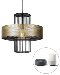 Inteligentné závesné svietidlo zlaté s čiernou 50 cm vrátane Wifi G95 - Tess