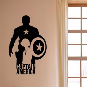 Veselá Stena Samolepka na stenu na stenu Kapitán Amerika silueta Farba: černá