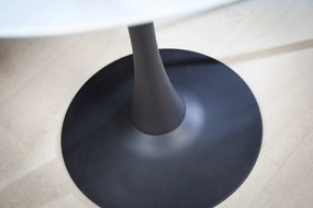 Stolík LYON Ø 80 cm mramorový vzhľad biele tvrdené sklo