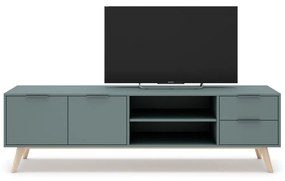 Zelenosivý TV stolík 180x53 cm Pisco – Marckeric