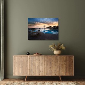 Sklenený obraz - Resort pri mori (70x50 cm)