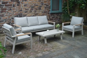 Hliníková sedacia súprava EMOT 3 ALU krémová TEAK