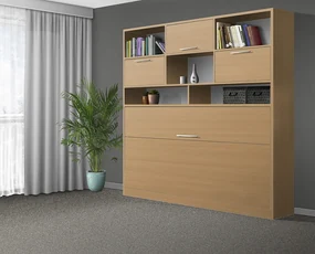 Nabytekmorava Sklápacia posteľ VS1056 MAX, 200x90cm farba lamina: dub sonoma tmavá/biele dvere, Varianta dverí: lesklé