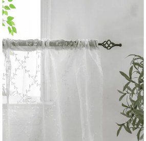 Biely záves VINTORA so vzorom lístkov 140x250 cm Zavesenie: Kovové krúžky