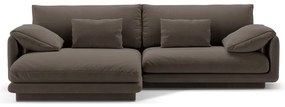 Hnedá zamatová rohová pohovka (ľavý roh/s leňoškou) Torino – Micadoni