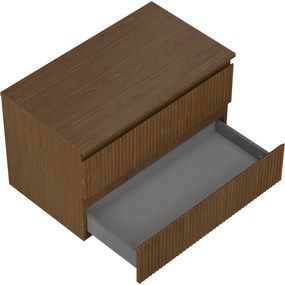 Mexen Rivel, kúpeľňová skrinka 80 cm s hornou časťou, 2 zásuvky, drážkovaná, orech, 91A20-08047-2-BFFC86