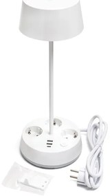 Aigostar - LED stmievateľná stolová lampa s integrovanou zásuvkou a USB LED/4,6W/230V biela