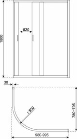 Novoterm Asymetrický sprchový kút NV-Madera 100x80 chróm/potlač - bez vaničky