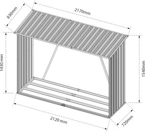 Záhradný drevník BestBerg BBSH-F002G / 1,8 m² / 217 x 83 x 154 cm / sivá