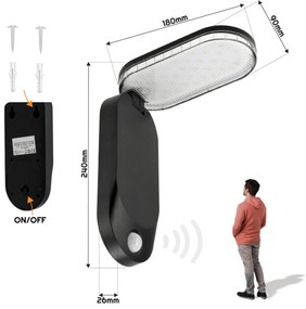 BERGE Solárna lampa s pohybovým senzorom IP65