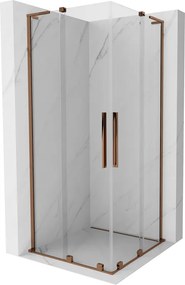 Mexen Velar L Duo, sprchový kút s posuvnými dverami 80 x 80 cm, 8mm číre sklo, ružové zlato, 871-080-080-02-03-60