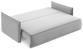 Svetlosivá zamatová rozkladacia/s úložným priestorom pohovka 225 cm Hula – Makamii