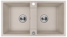 Kuchinox Rab, 2-komorový granitový drez 800x440x186 mm, béžová, LAV-SBF_420Y