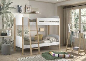 Detská poschodová posteľ z masívu a MDF biela 175cm 90x200cm