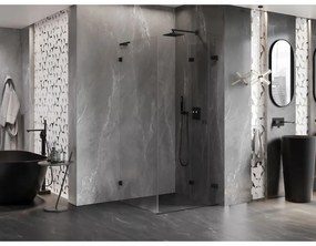 Mexen Lunar-F L, sklápací sprchový kút pravý 70 x 70 cm, 8mm číre sklo, čierny profil, 836L-070-070-70-00-P