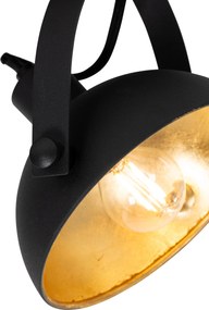 Priemyselné stropné svietidlo čierne so zlatom 2-žiarovkové nastaviteľné - Magnax