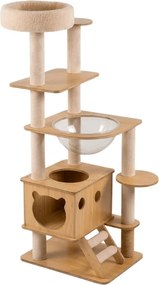Mačací stromové škrabadlo HAPPY CAT 147x40x40 cm, béžové