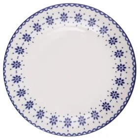 24-dielna jedálenská súprava, biela/modrá, porcelán