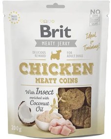 Maškrta pre psov Brit Care Jerky Chicken & Insect Meaty Coins 200 g