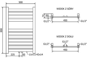 Mexen Uran, elektrické vykurovacie teleso 800x500 mm + vykurovacia tyč 300 W, zlatá lesklá, W105-0800-500-2300-50