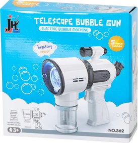 KIK Pištoľ na mydlové bubliny – bublifuk s dúhovými bublinami, svetlom a zvukom, 2x nádobky