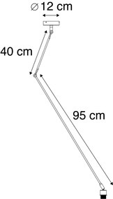 Oceľové závesné svietidlo bez tienidla nastaviteľné - Blitz