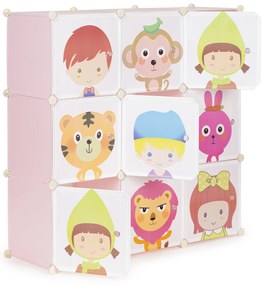 Detská modulová skrinka s 9 policami Pink
