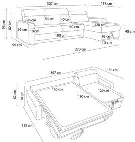Tmavomodrá menčestrová rozkladacia rohová pohovka (variabilná) Monaco – Bobochic Paris