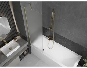 Mexen Next, 1-krídlová vaňová zástena 60 x 150 cm, 6mm sklo námraza, zlatá matná, 895-060-000-00-30-55