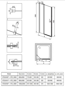 Deante Kerria Plus, 1-krídlové sprchové dvere 80x200 cm, 6mm číre sklo, čierny profil, DEA-KTSUN42P
