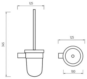 NIMCO BR 11094WN-26 - Nástenná WC štetka BORMO matné sklo/lesklý chróm