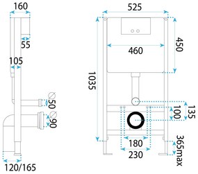 Rea Rea, podomietkový WC systém K011A-Q + tlačidlá HD, zlatá matná, KPL-E9560