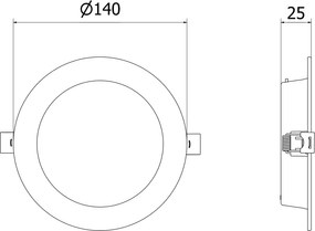 Mexen LDRR, LED stropné svietidlo na zapustenie, priemer 12 cm 14 cm, 9W, studená - 6500K, 720 lm, čierna - L210-014-0965-70
