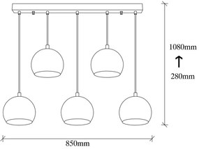 Luster na lanku SIVANI 5xE27/100W/230V