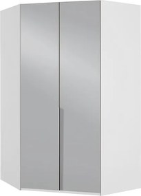 Rohová šatníková skriňa New York D, biela / zrkadlo / osvetlenie