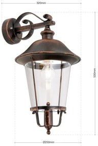 Orion AL 11K/360.01-Vonkajšia nást. lampa KENZO 1xE27/100W/230V IP44 bronz/patina