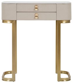 Béžový/v zlatej farbe konzolový stolík s doskou v dekore mramoru 40x70 cm Beauty – Mauro Ferretti