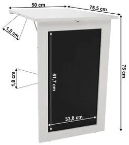 Kondela Skladací stôl na stenu, s kriedovou tabuľou, biela, ZALMAN