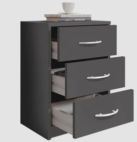 Nočný stolík s 3 zásuvkami Pepe, šedý grafit