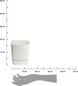 PLASTOVÝ KVETINÁČ CUBI 19X21 CM KRÉMOVÁ