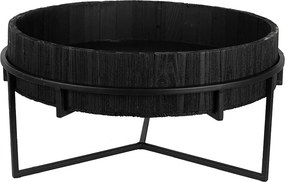 Čierny drevený odkladací stolík Bardin - Ø 41*20 cm