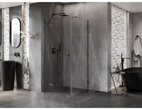 Mexen Lunar T, sklápací sprchový kút ľavý 110 x 110 cm, 8mm číre sklo, grafitový profil, 834T-110-110-95-00-L