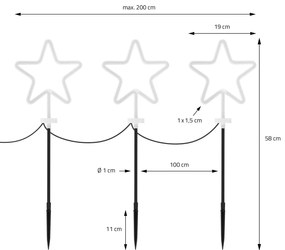 Sada 3 ks LED vánočních dekorací Lester teplá bílá