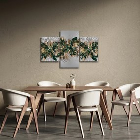 Obraz - Zlato-zelené tropické listy (90x60 cm)