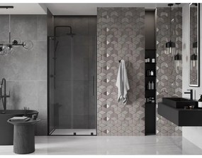 Mexen Velar L, posuvné sprchové dvere do otvoru 90 cm, 8mm číre sklo, čierna matná, 871-090-003-01-70