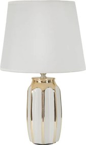 Biela/v zlatej farbe keramická stolová lampa s textilným tienidlom (výška 40,5 cm) Cassy – Mauro Ferretti