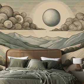 Tapeta horská krajina v retro štýle