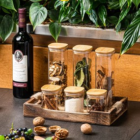 4Home Sklenená dóza na potraviny s viečkom Bamboo, 540 ml, 540 ml